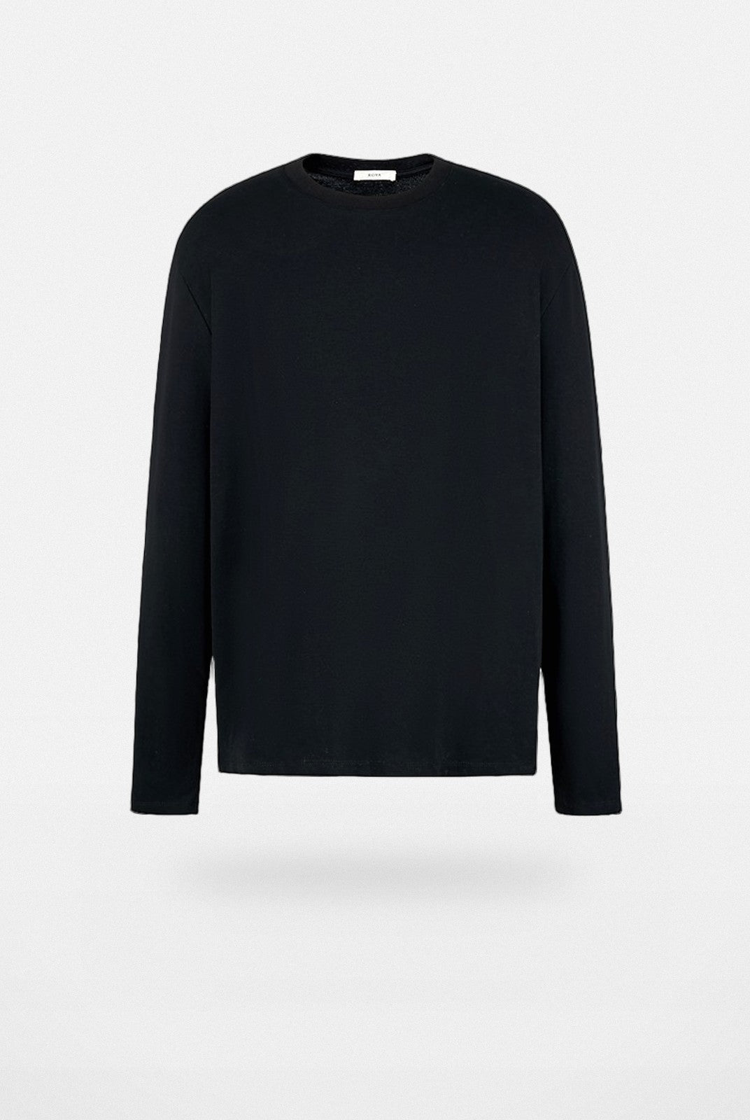 ROYA High Twist Cotton Long Sleeve Tee in Black