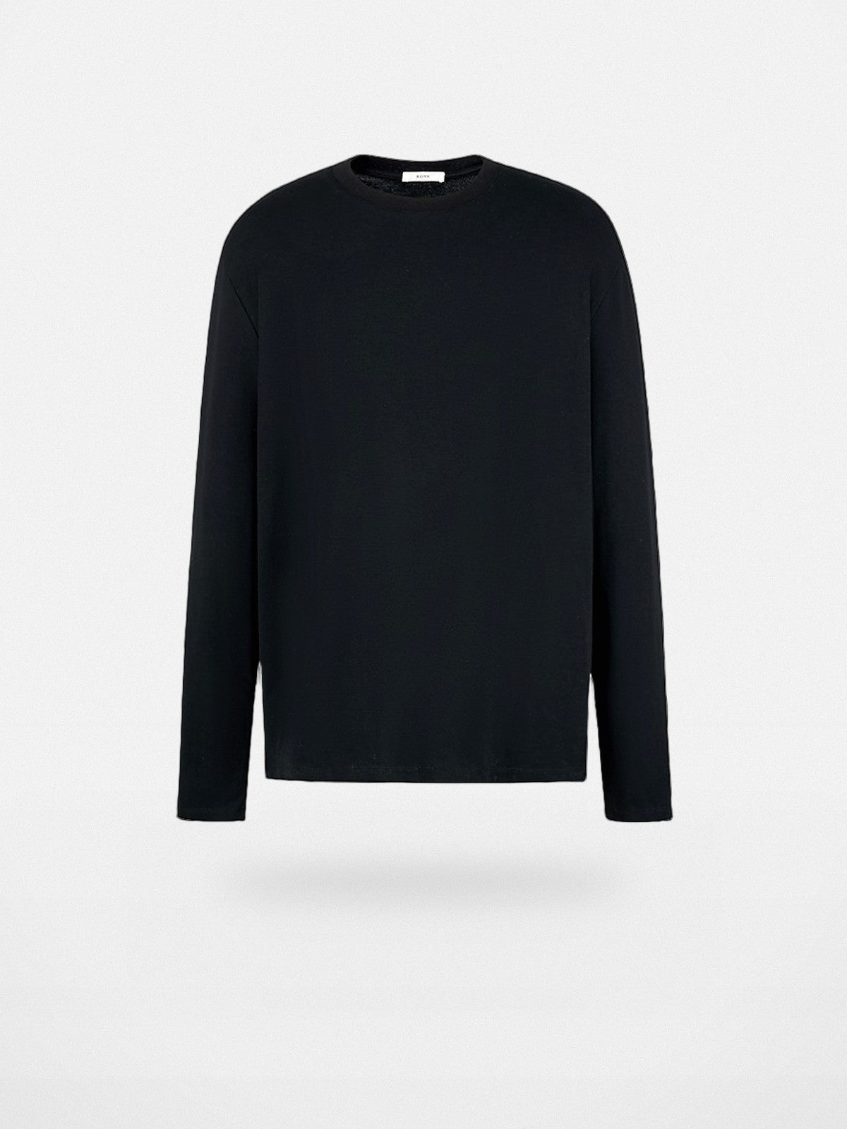 ROYA High Twist Cotton Long Sleeve Tee in Black