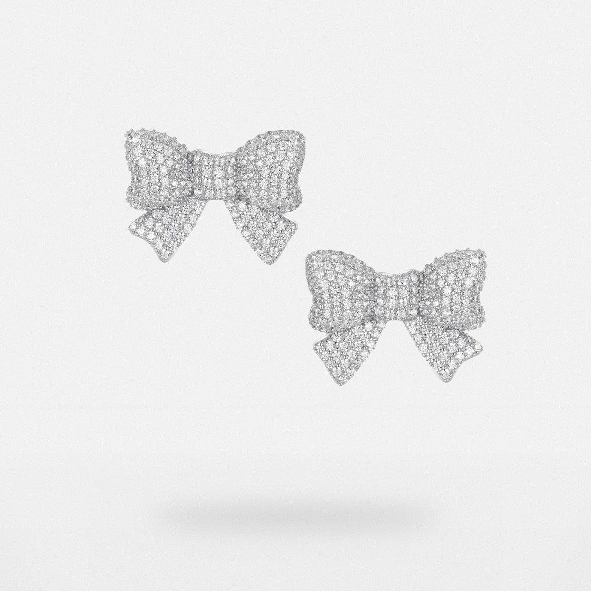 SHUSHU/TONG Crystal Pav Bow Earrings in Silver