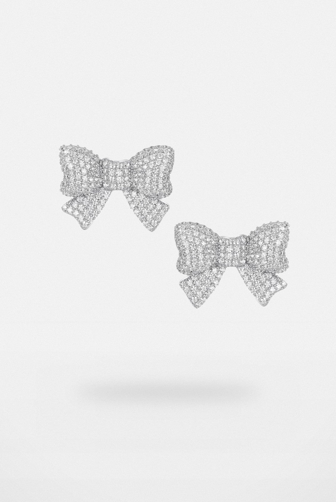 SHUSHU/TONG Crystal Pav Bow Earrings in Silver
