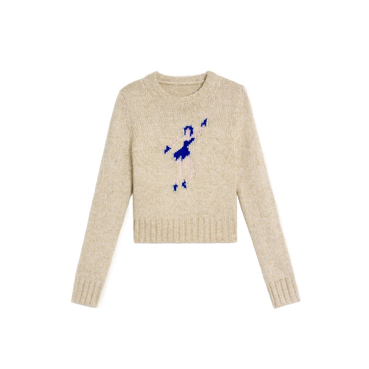Alright then Dancing Figure Jacquard Sweater in Apricot