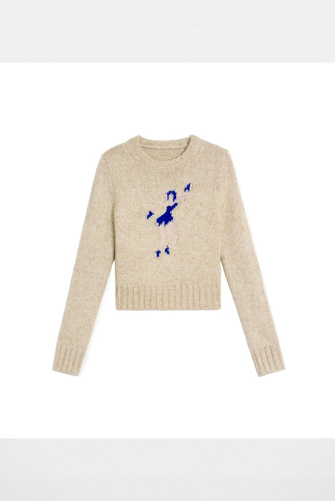 Alright then Dancing Figure Jacquard Sweater in Apricot