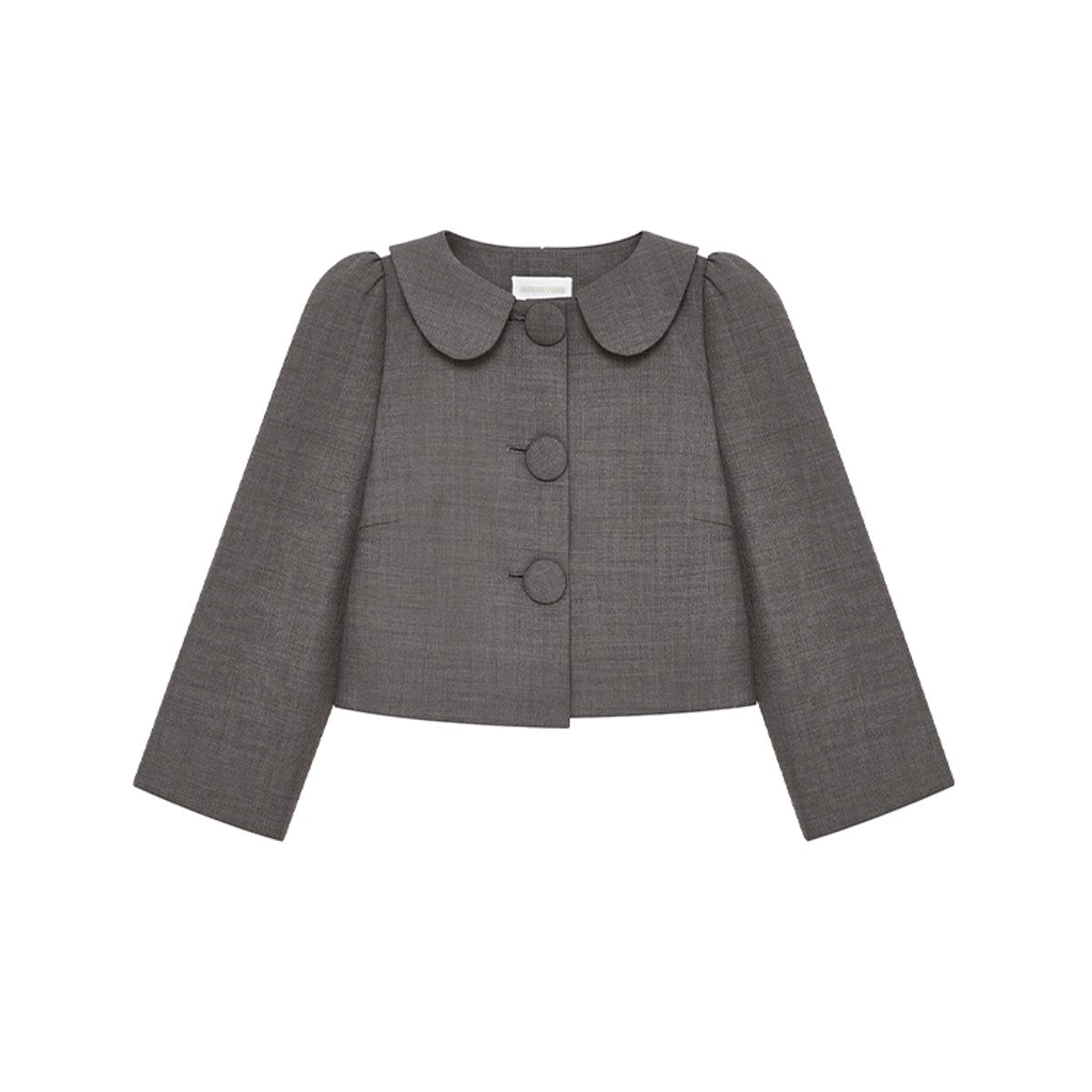 SHUSHUTONG Wool Blend Peter Pan Collar Jacket in Gray