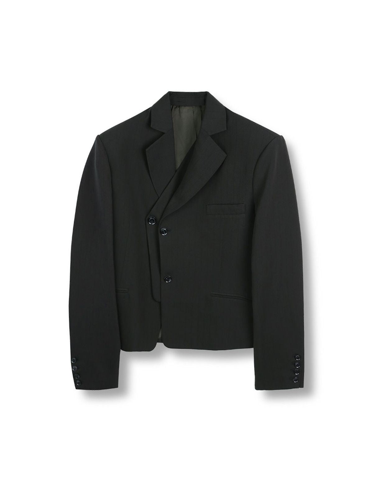 SOD Deconstructed Asymmetric Wool Blazer in Black