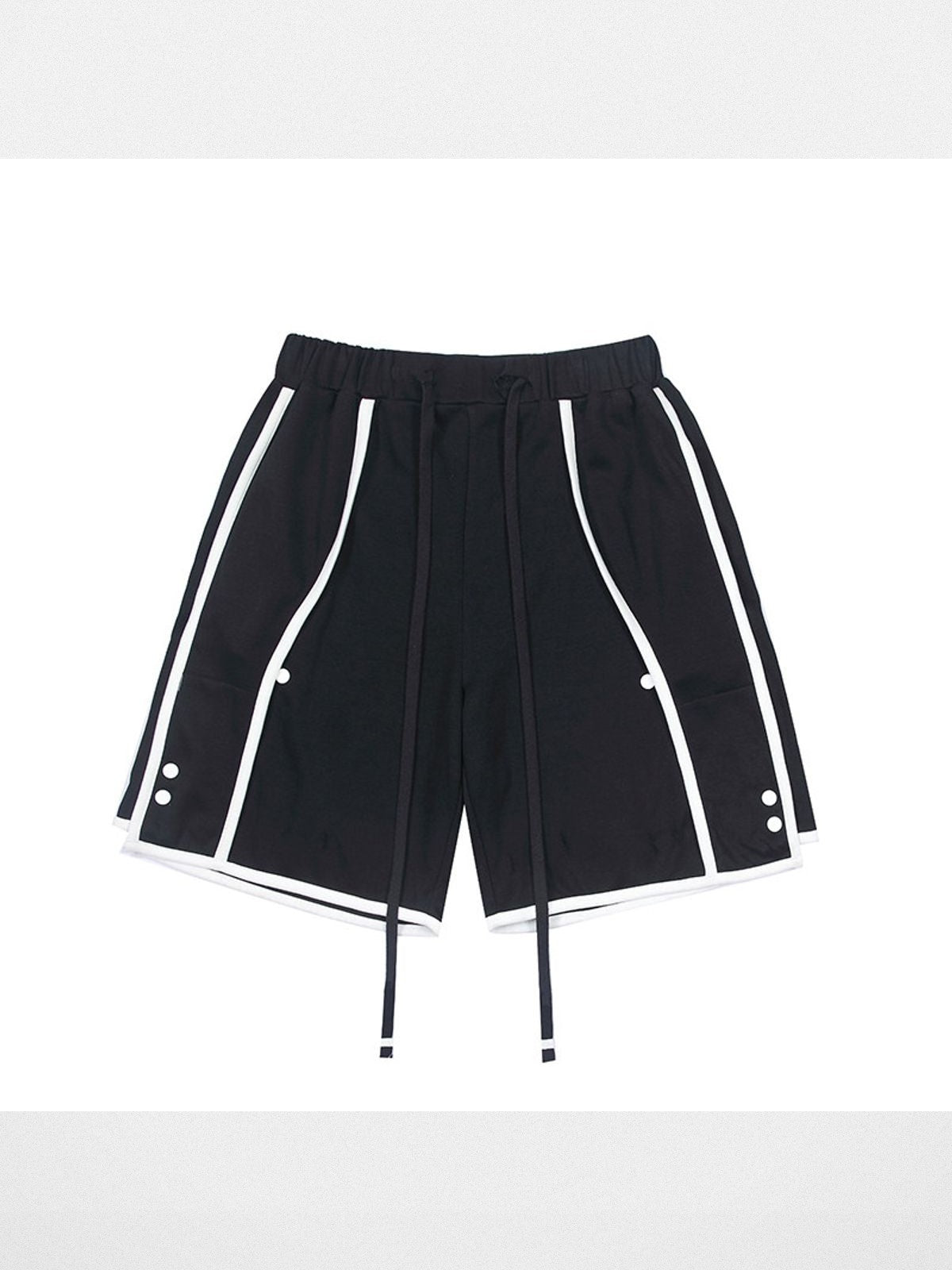 LOSTCTRL Contrast Piping Basketball Shorts in Black