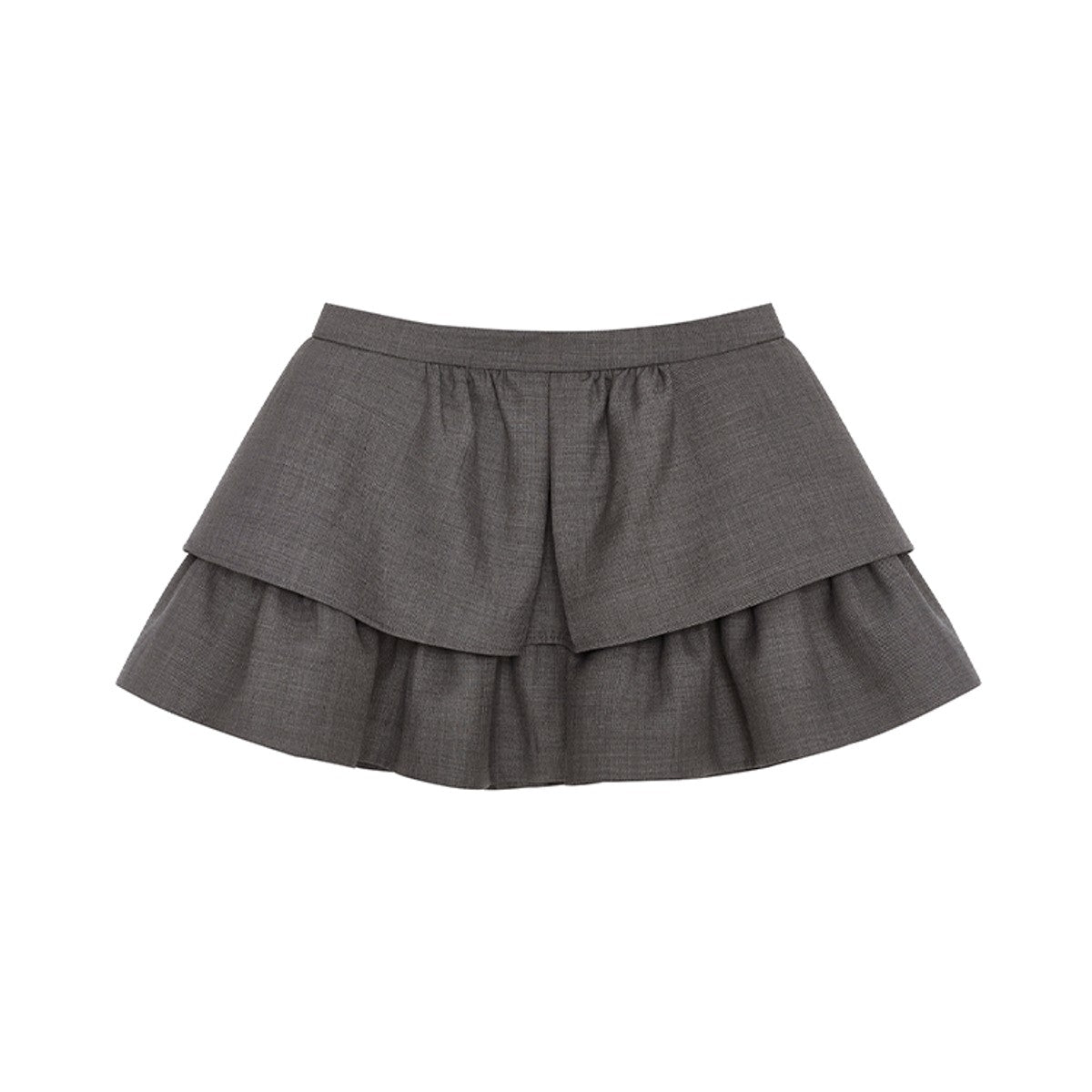 SHUSHUTONG Tiered Wavy Wool Mini Skirt in Gray