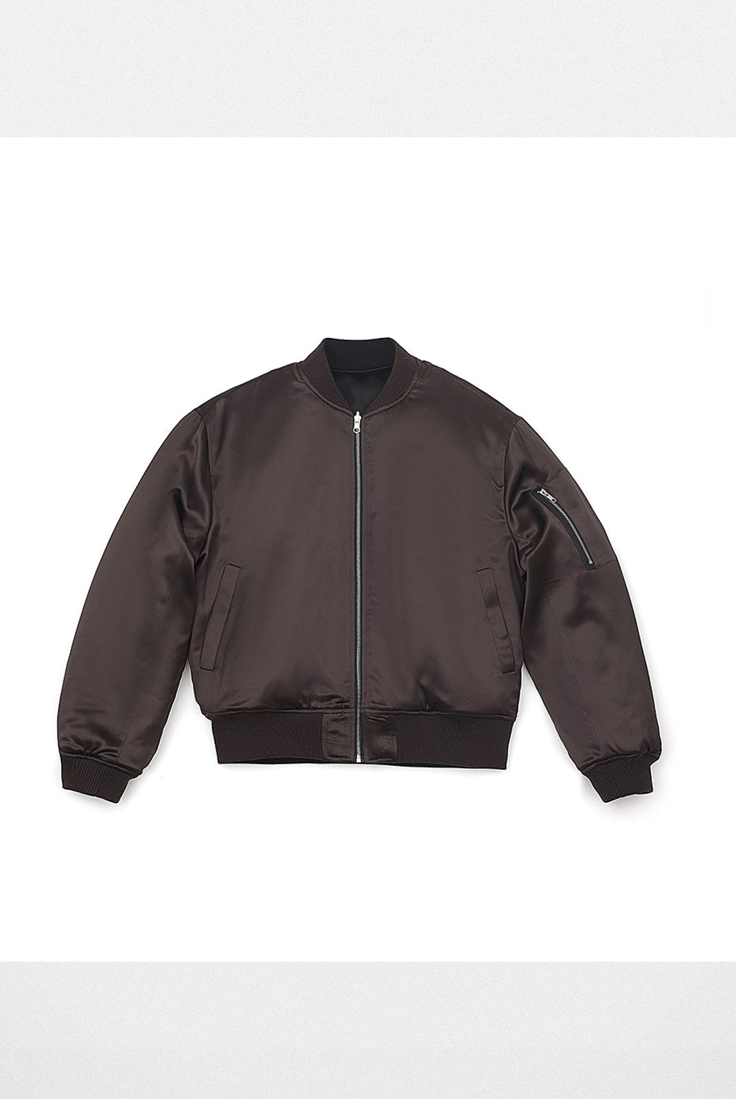 AFterTaste Chocolate Acetate Bomber Jacket in Brown