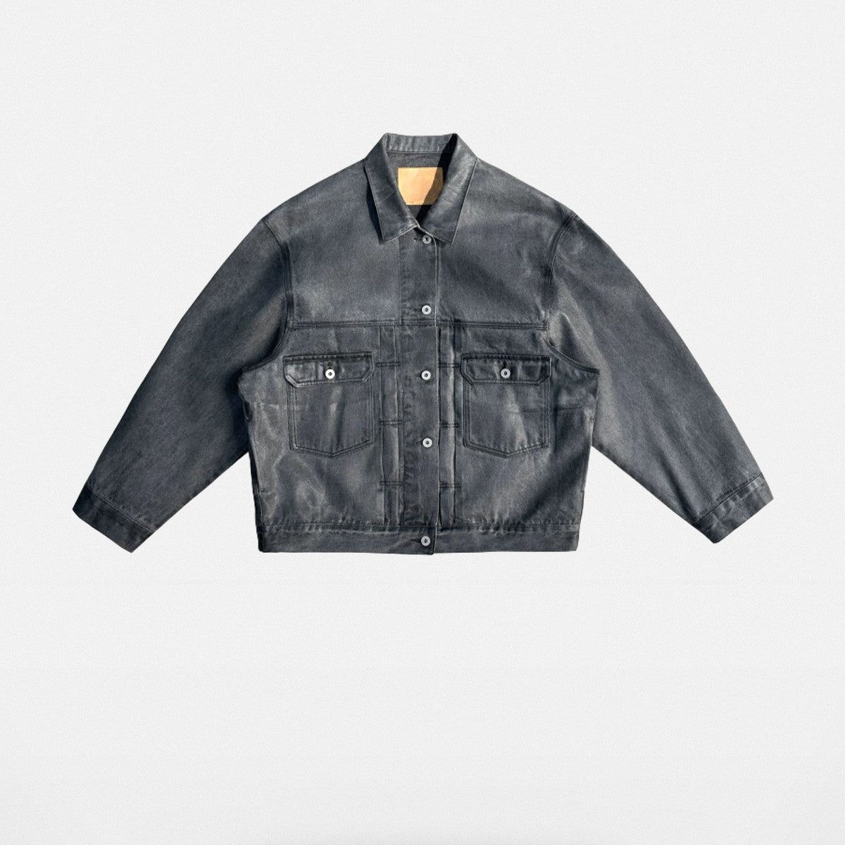UNKNOWNWORLD Washed Grey Coated Trucker Jacket in Gray