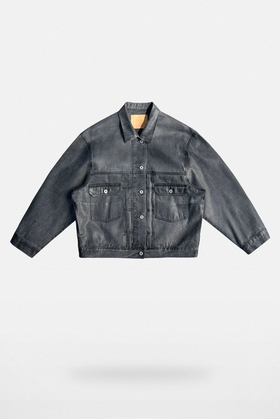 UNKNOWNWORLD Washed Grey Coated Trucker Jacket in Gray