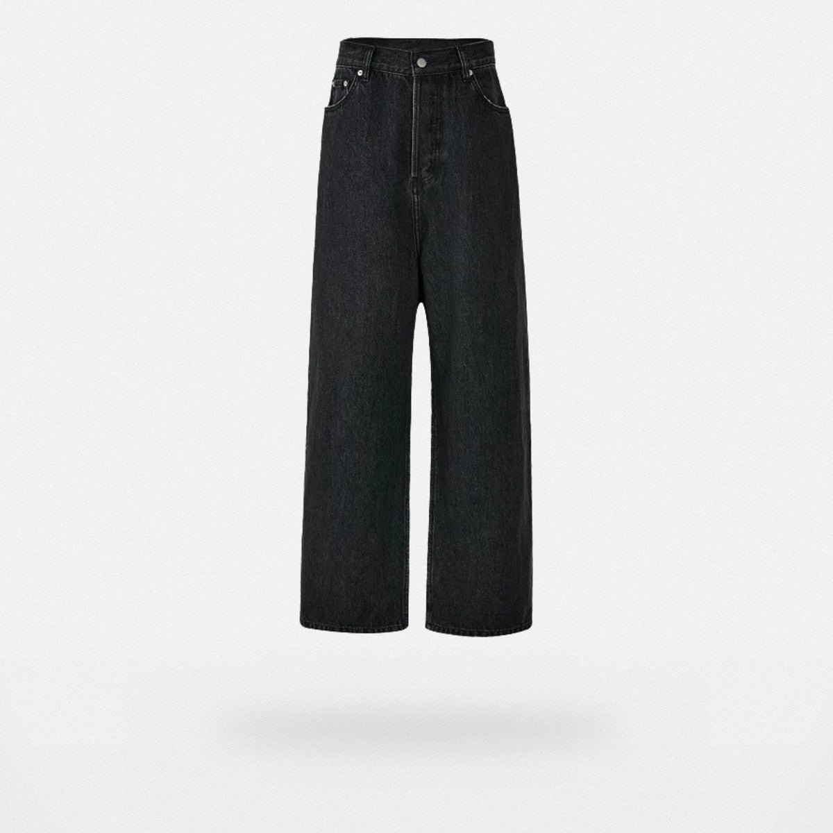 VLABMADE Washed Floor Length Wide Leg Jeans in Black