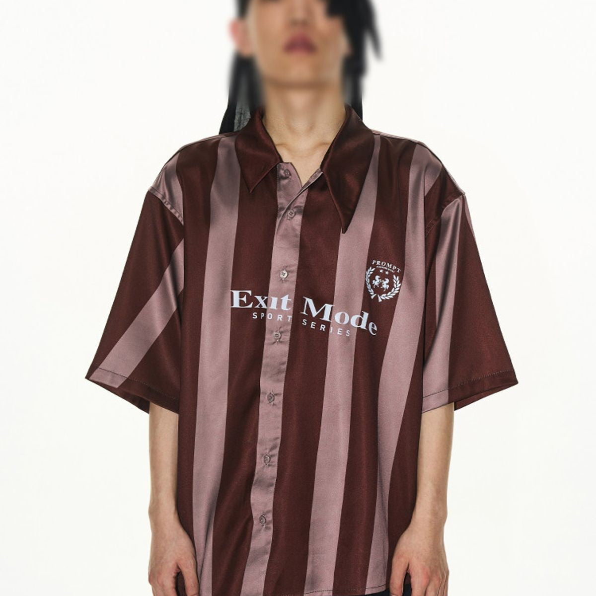 BLINDNOPLAN Burgundy Digital Stripe Shirt in Burgundy - On Model