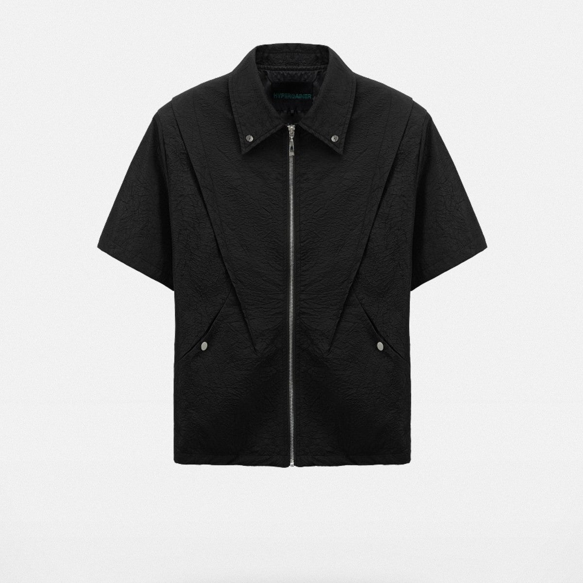 Y OFFICIAL Structural Nylon Zip Shirt in Black
