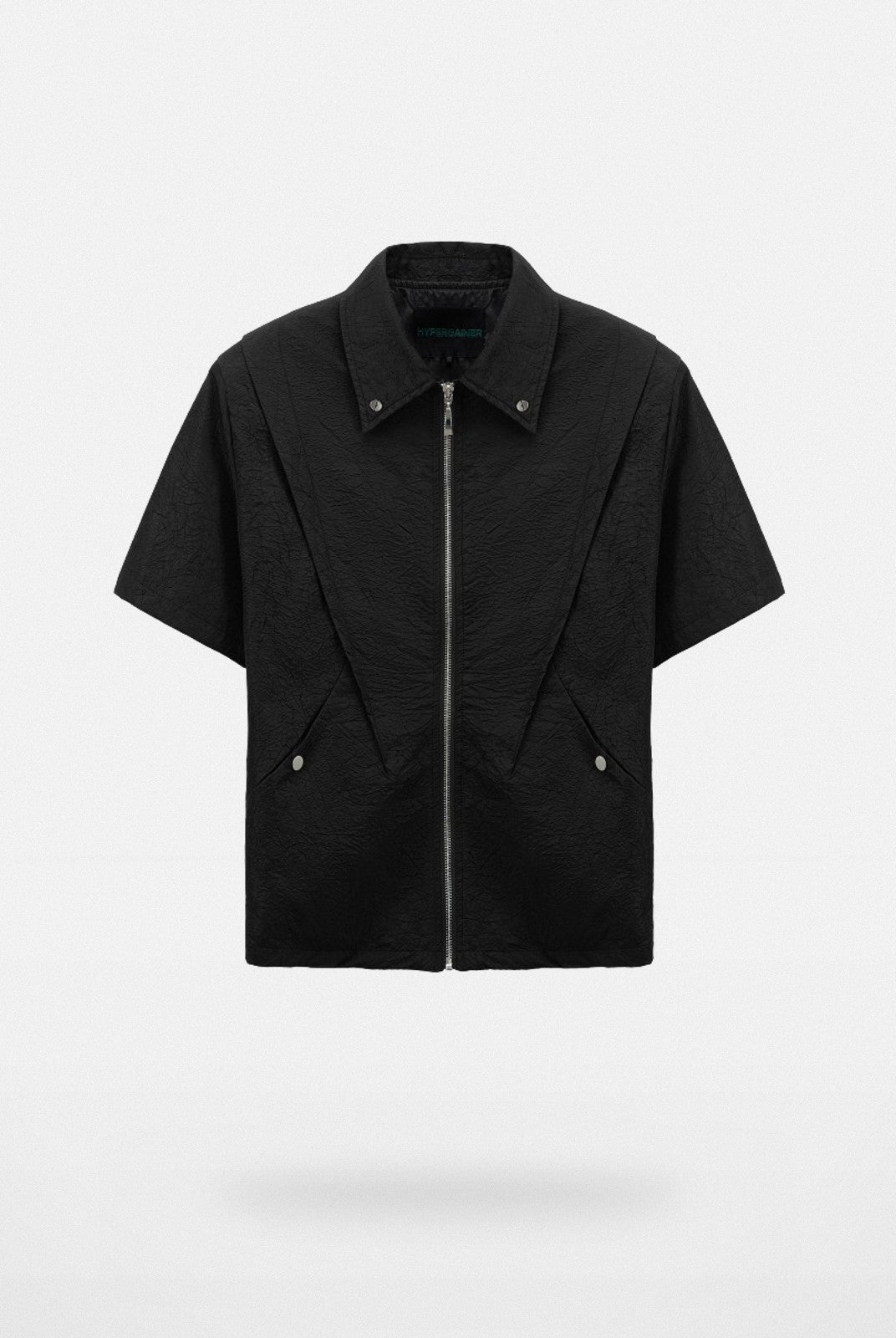 Y OFFICIAL Structural Nylon Zip Shirt in Black