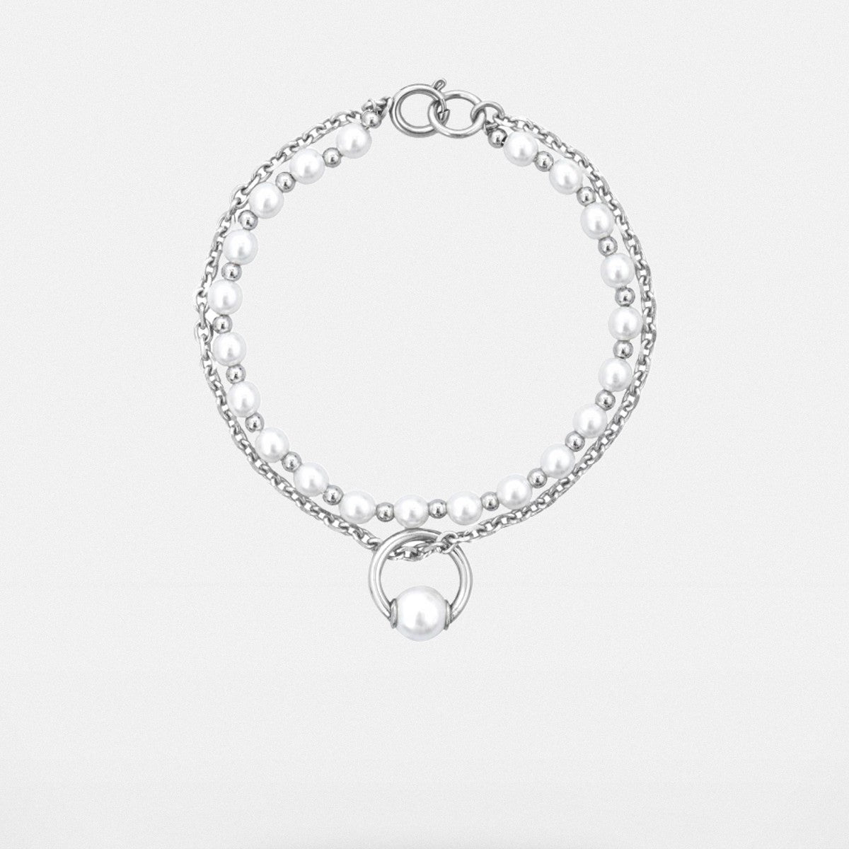 BLACKHEAD Double Layer Pearl Pendant Bracelet in Silver