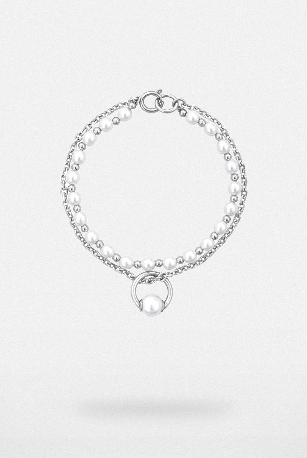 BLACKHEAD Double Layer Pearl Pendant Bracelet in Silver