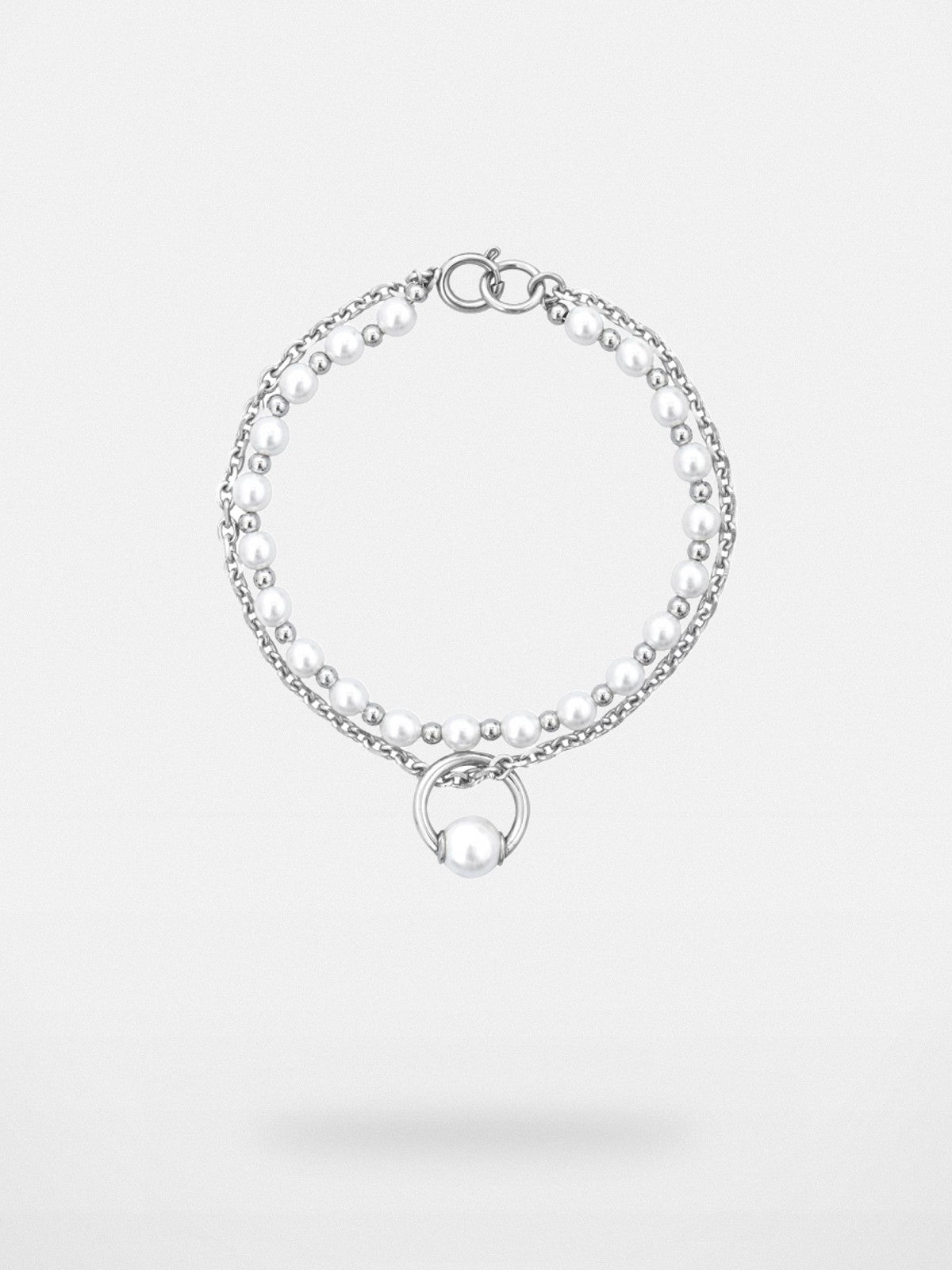 BLACKHEAD Double Layer Pearl Pendant Bracelet in Silver