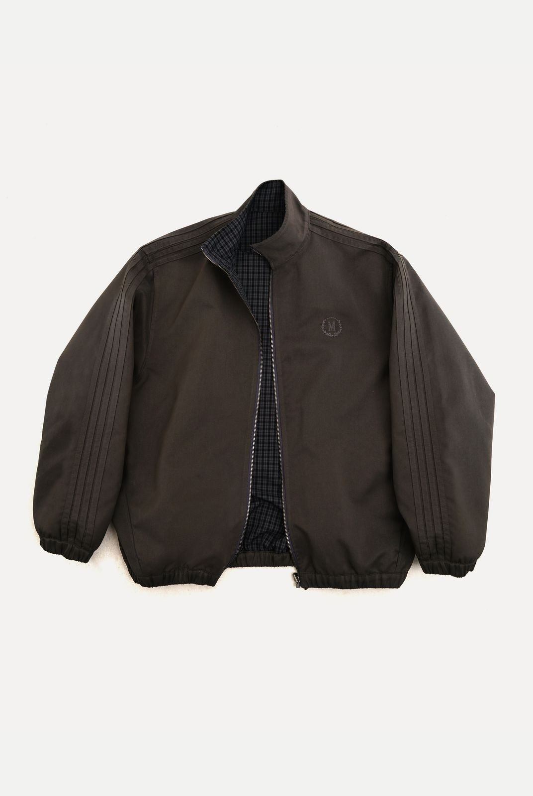 MasonPrince Reversible Plaid Cotton Coach Jacket in Gray #color_gray