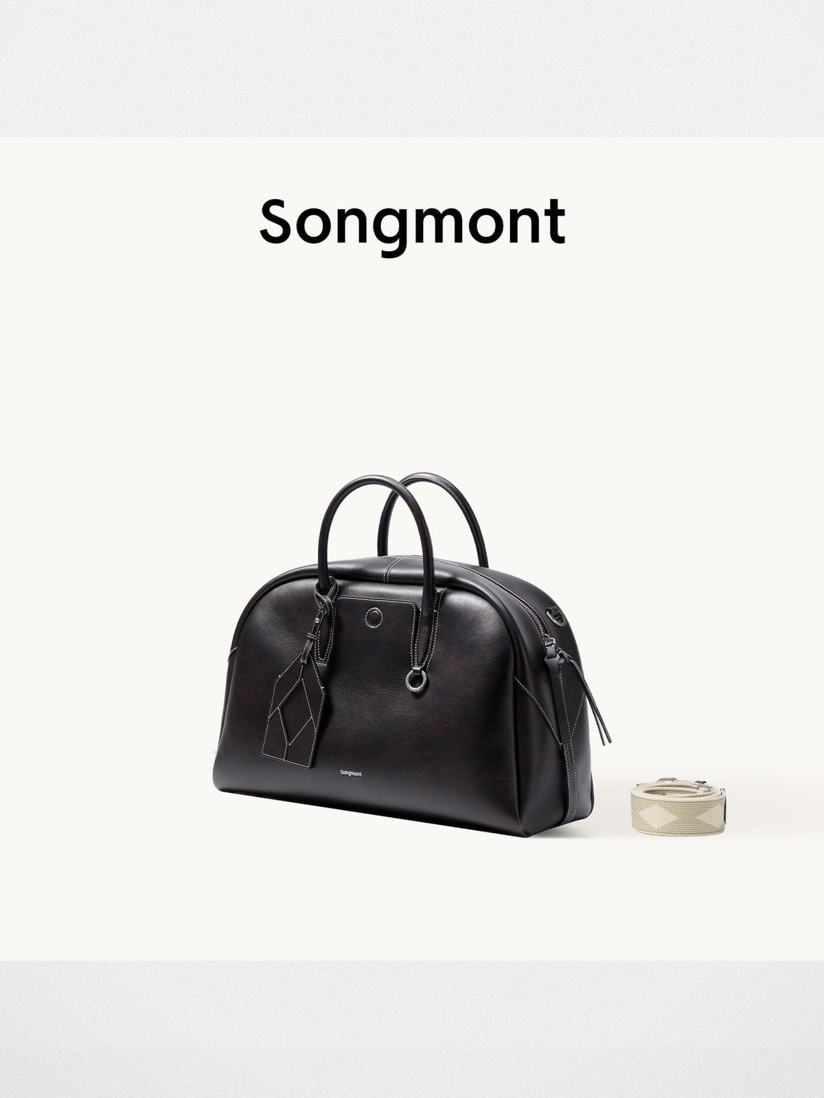 Songmont Leather Bowling Bag in Black
