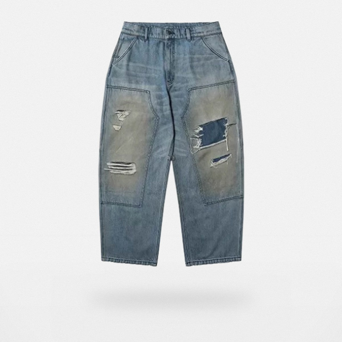 MASONPRINCE Distressed Coarse Weave Jeans in Denim