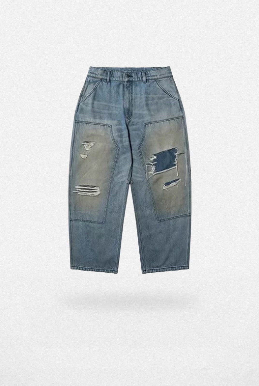 MASONPRINCE Distressed Coarse Weave Jeans in Denim#color_denim