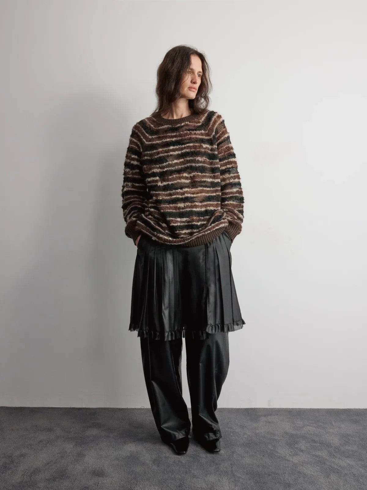 RandomPiece Irregular Pleated Ruffle Skirt