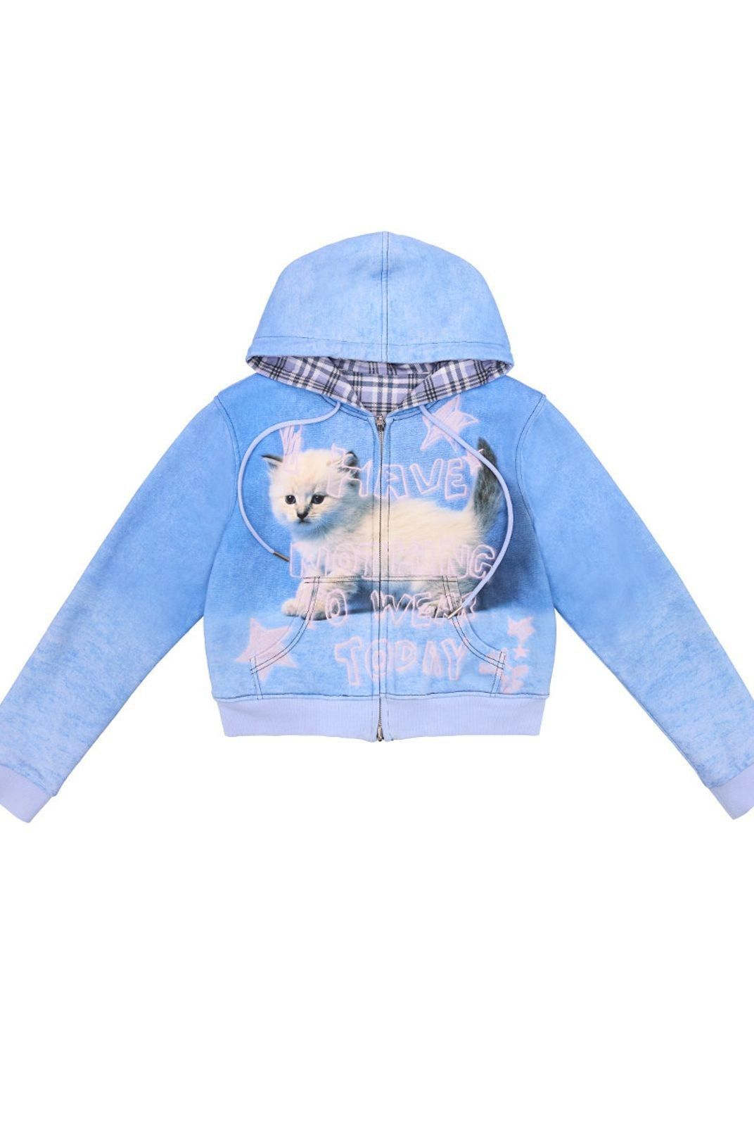 CFIERCE Reversible Cat Graphic Hoodie in Blue
