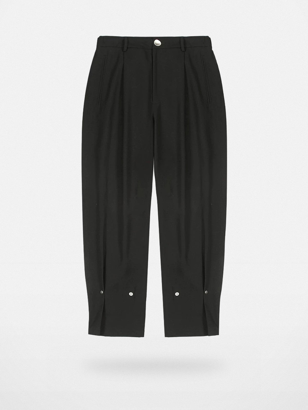 LOSTCTRL Convertible Hem Straight Leg Trousers in Black