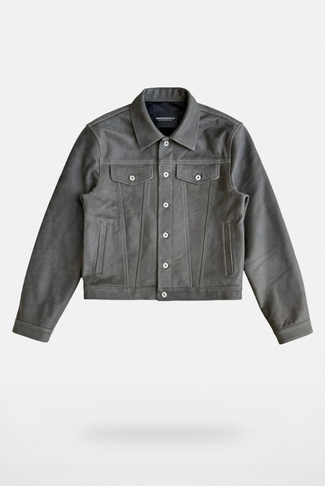 UNKNOWNWORLD Cracked Leather Type 3 Jacket in Green