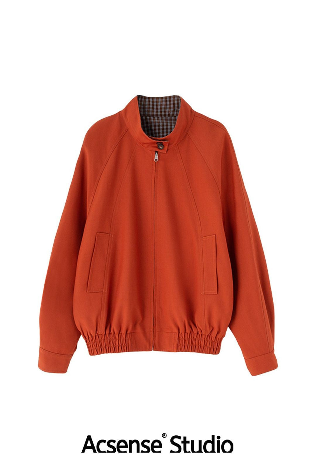 ACSENSE STUDIO Reversible Stand Collar Jacket in Orange