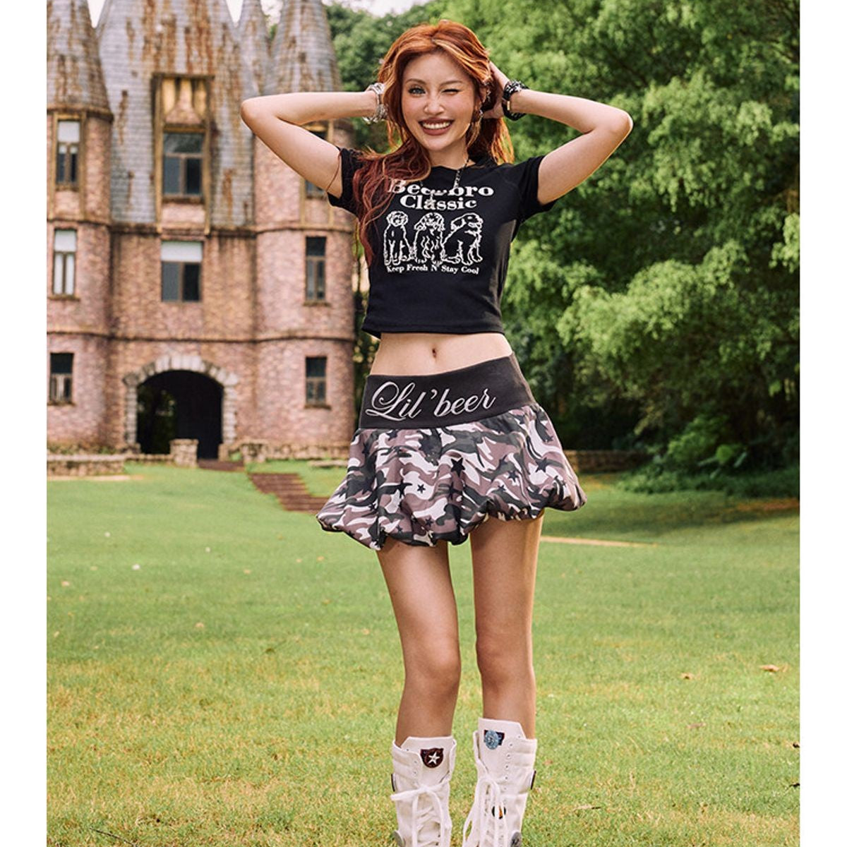 BeerBro Puff Print Puppy Baby Tee in White