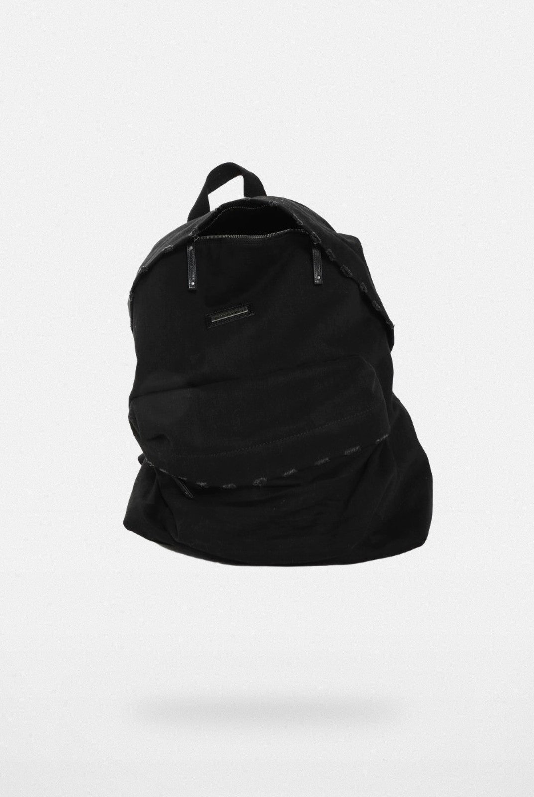 MASONPRINCE Distressed Oversized Denim Backpack in Black #color_black