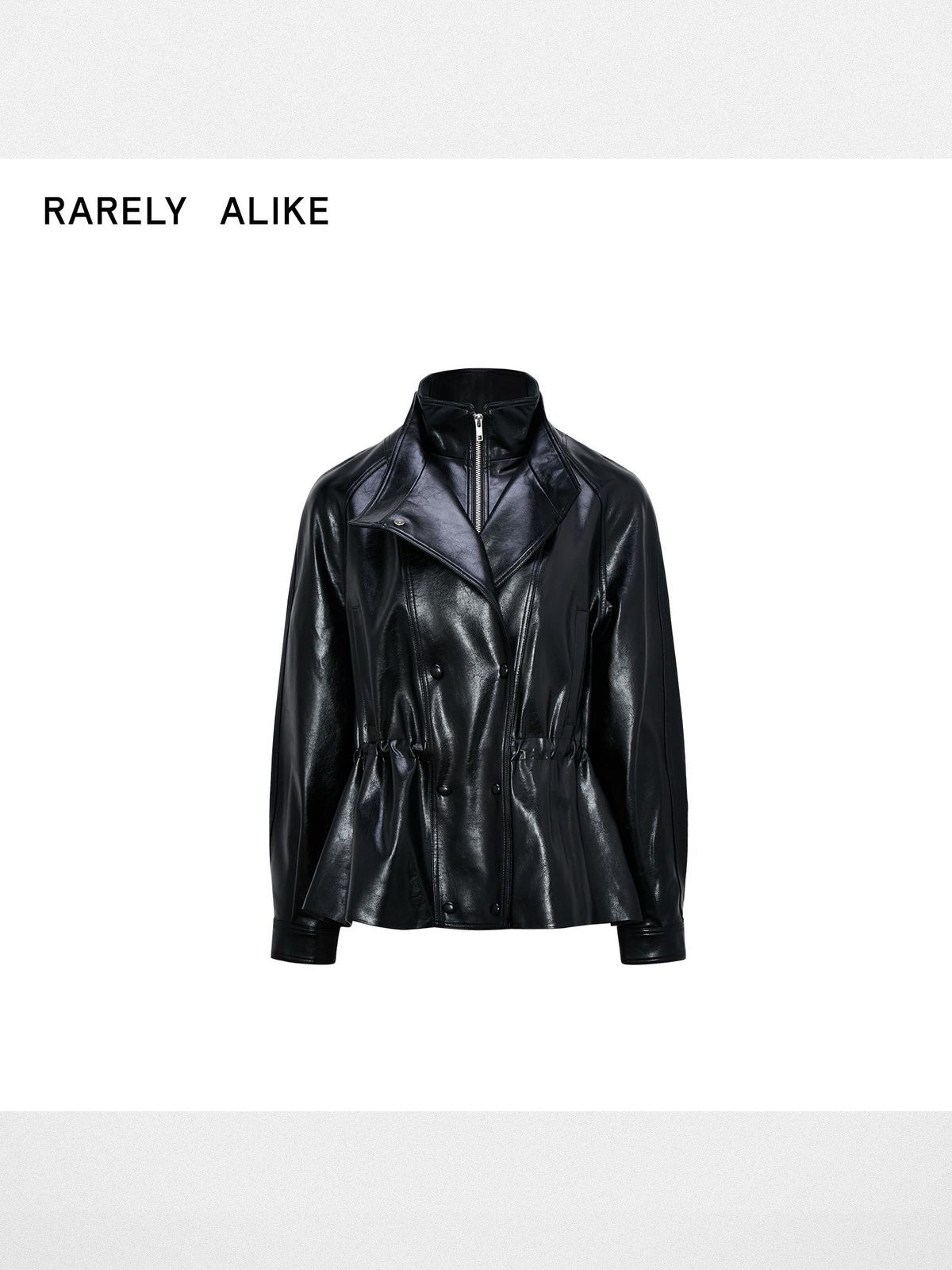 RARELY ALIKE Layered Faux Leather Jacket in Black