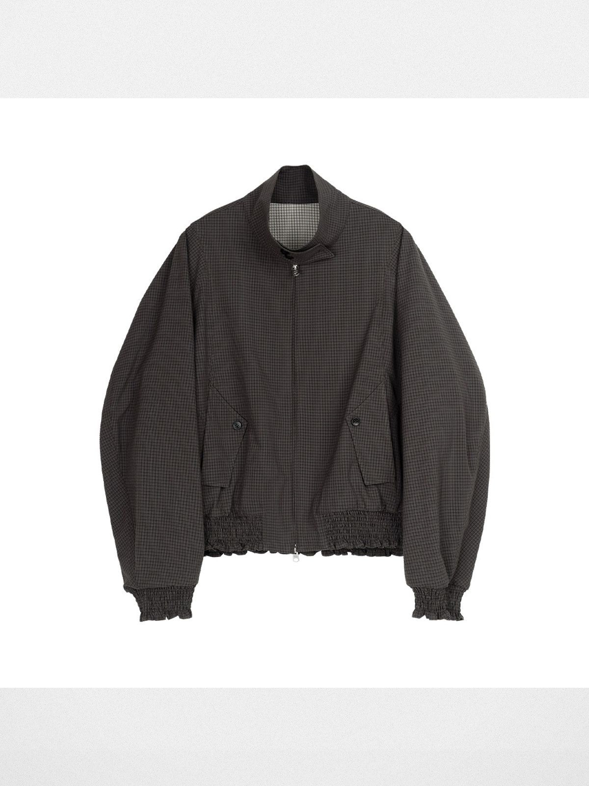 Simple Project Textured Plaid Harrington Jacket in Black