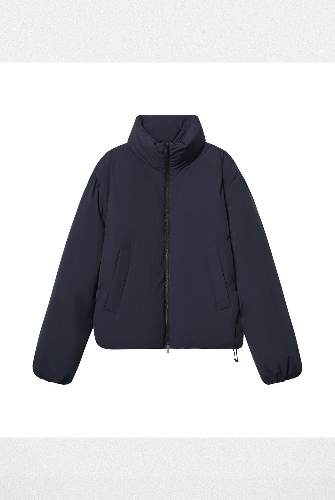 Roolrren Homme Lightweight Stand Collar Down Puffer in Navy Blue