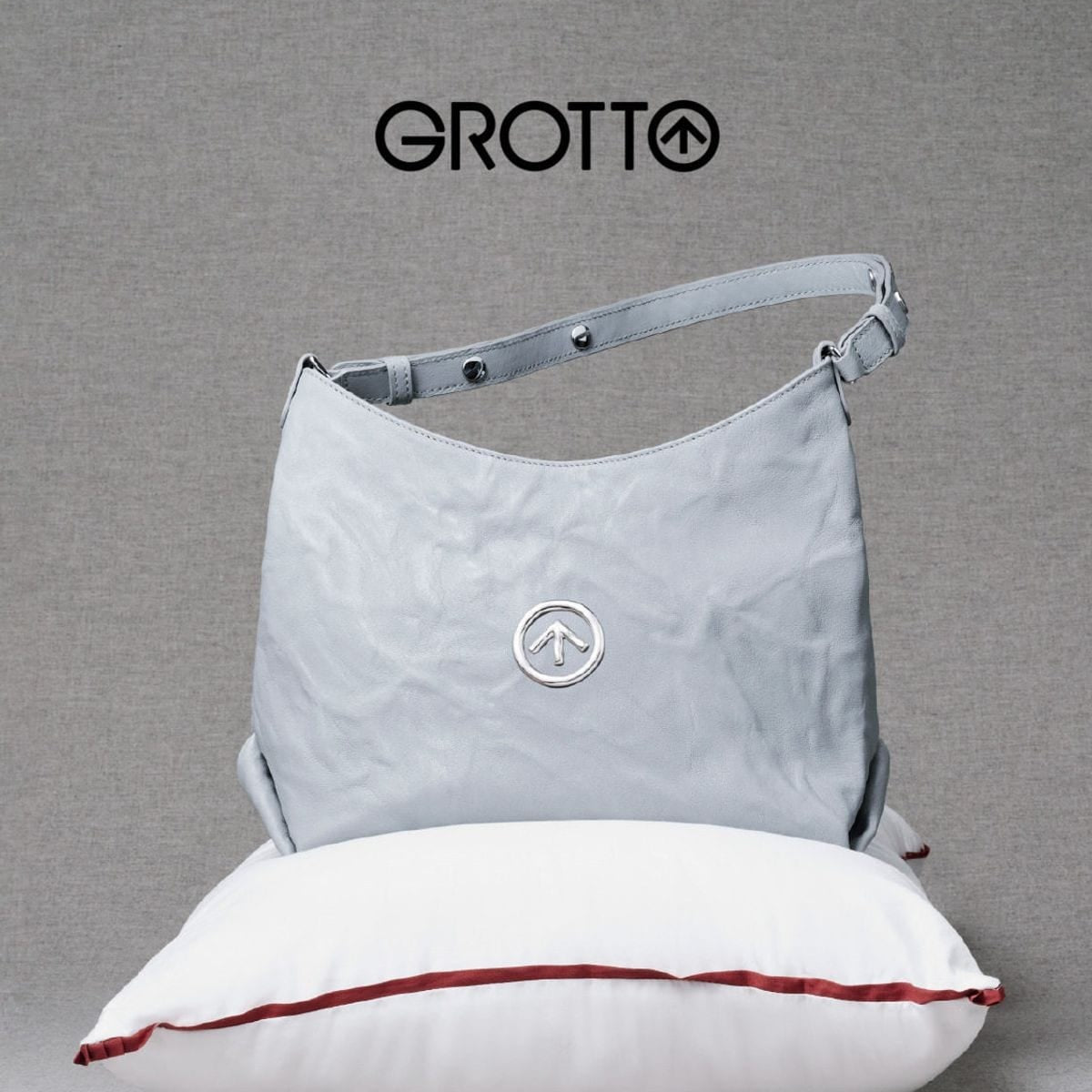 Grotto Vegetable Tanned Sheepskin Hobo in Blue