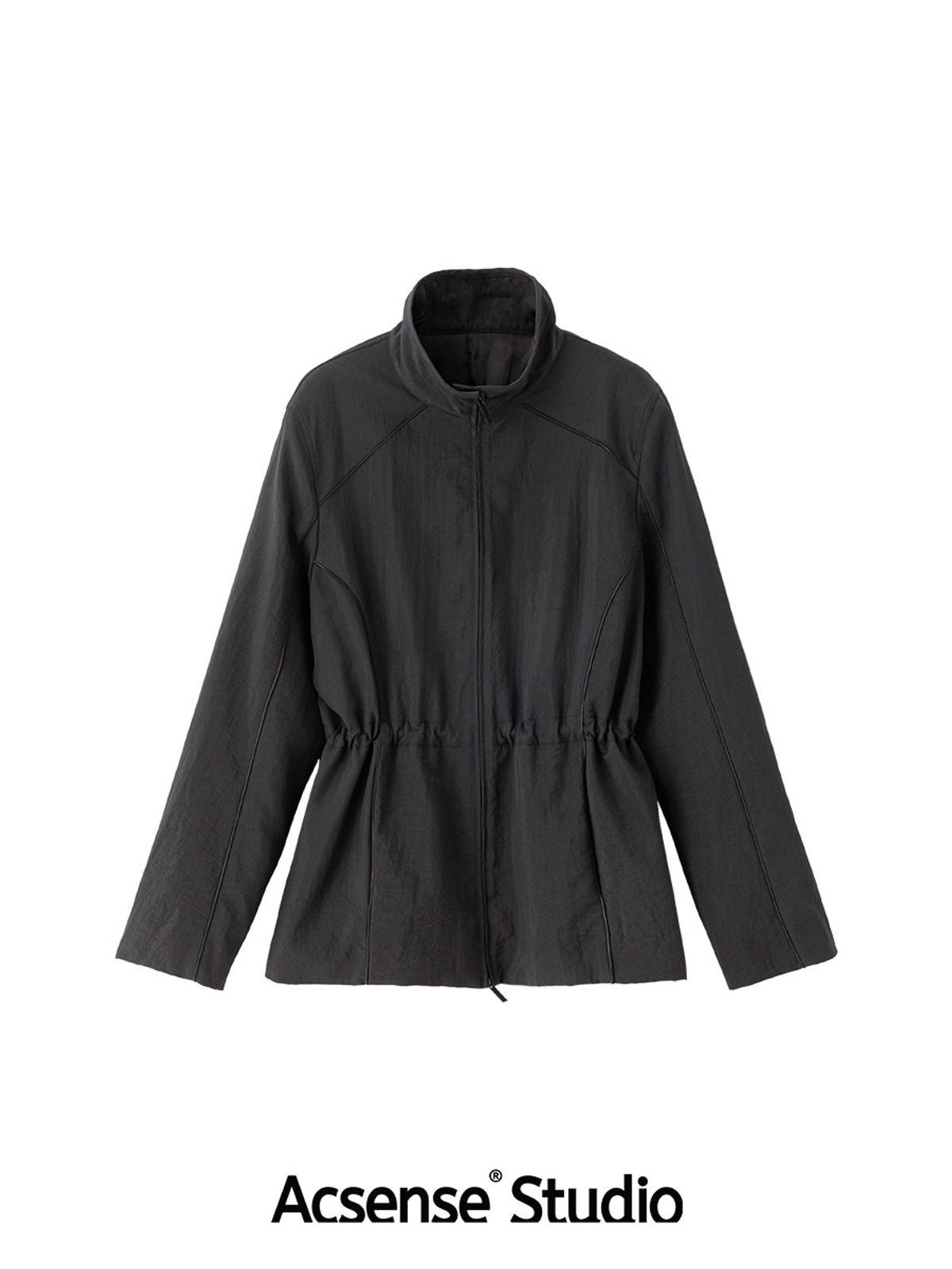 ACSENSE STUDIO Drawstring Waist Padded Jacket in Black