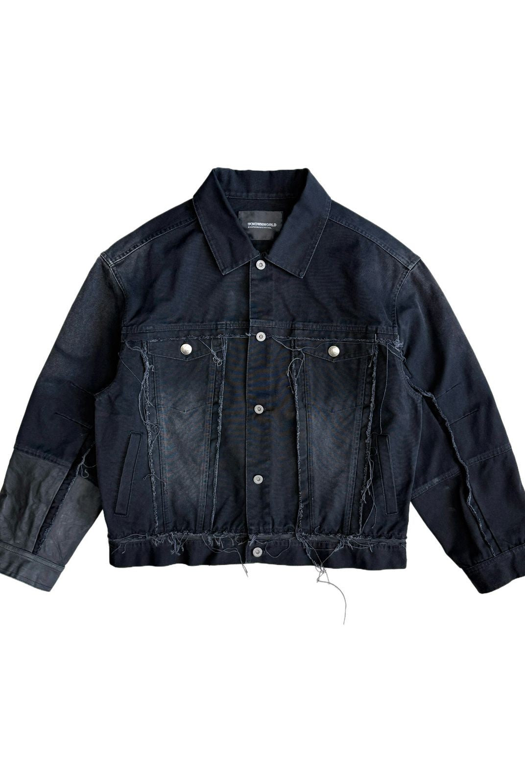 UNKNOWNWORLD Deconstructed Denim Horsehide Jacket in Black