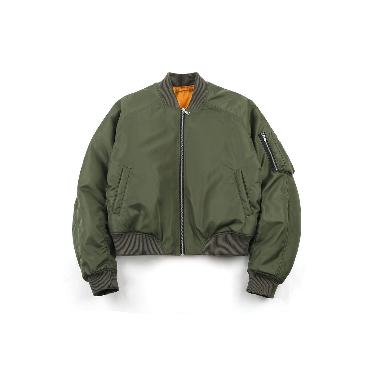 AFterTaste Irregular Collar Green Bomber in Green