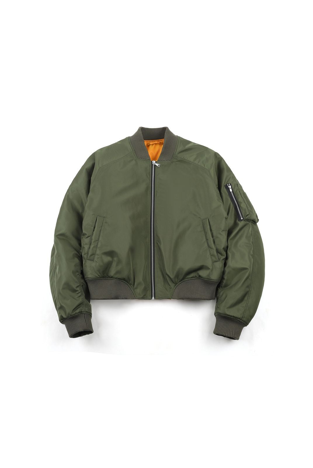 AFterTaste Irregular Collar Green Bomber in Green