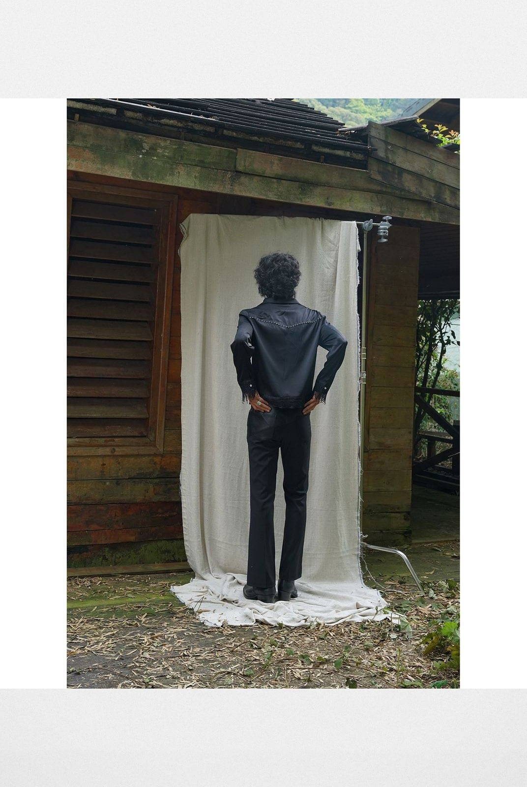 Retro21 Western Fringe Shirt Jacket in Black - On Model