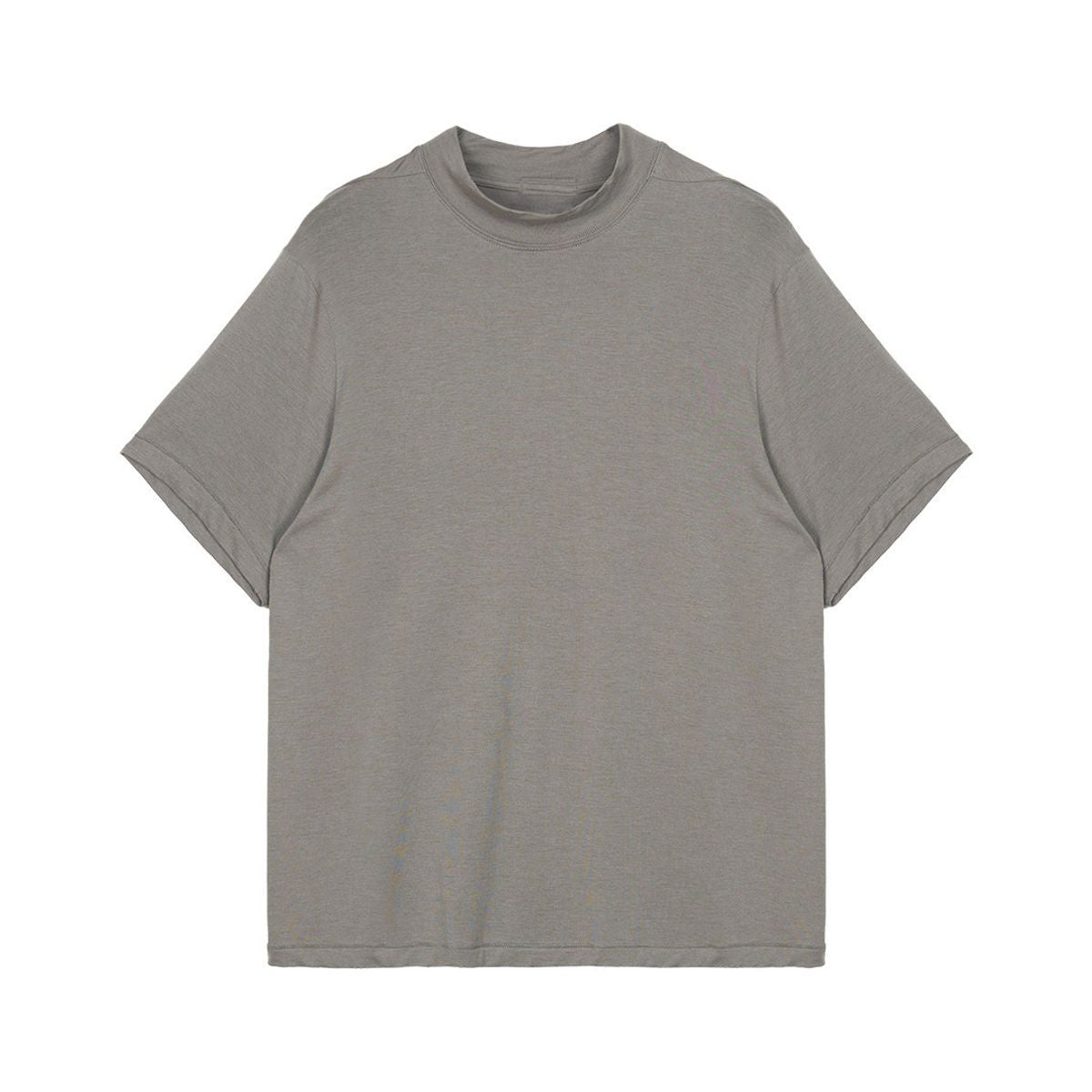 Simple Project Merino Wool Blend Mock Neck T Shirt in Beige