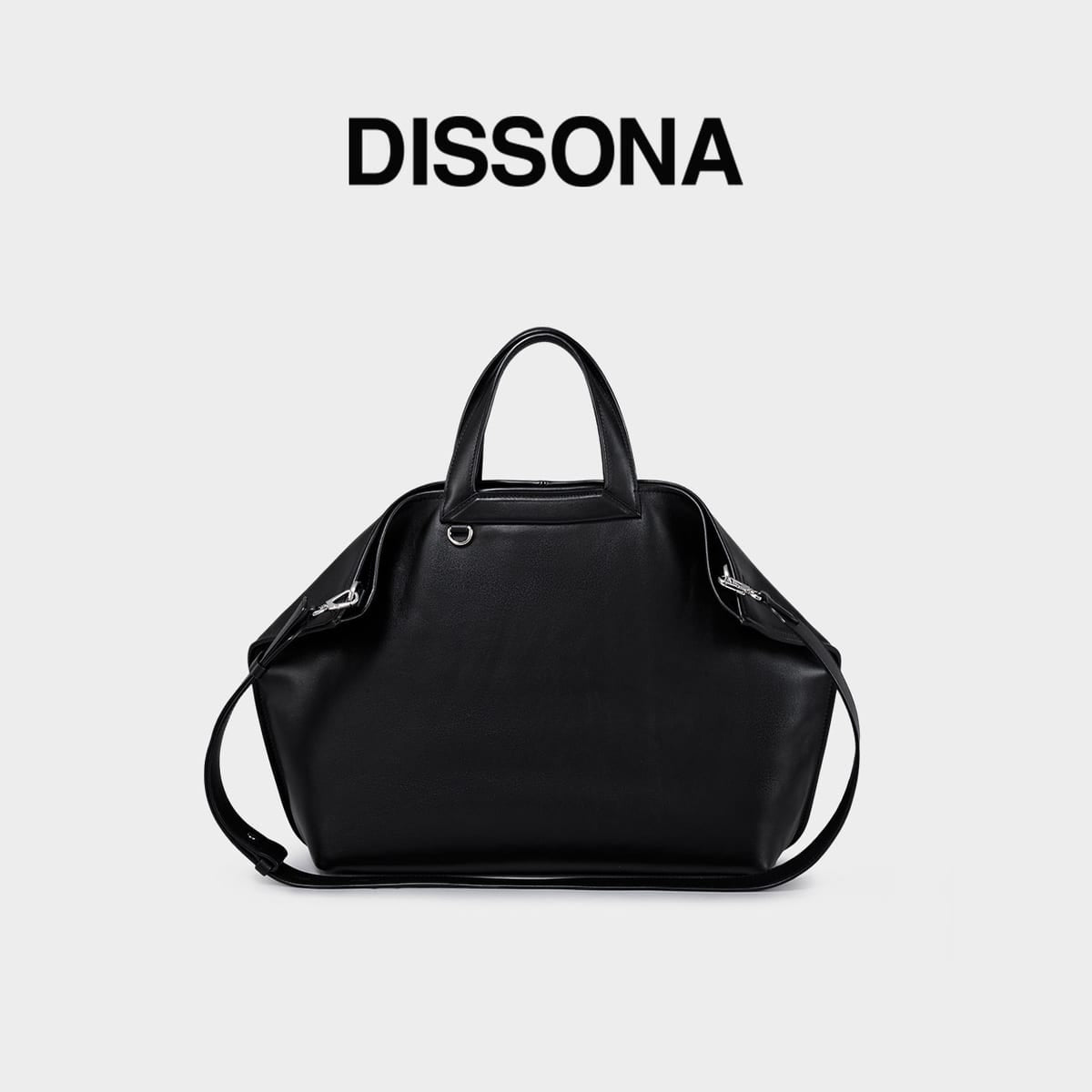 DISSONA Vegetable Tanned Leather Folded Tote in Black