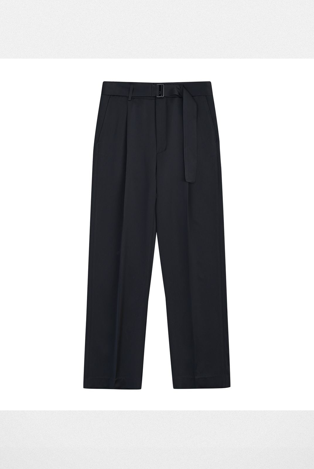 Roolrren Homme Belted Triacetate Cropped Trousers in Navy Blue