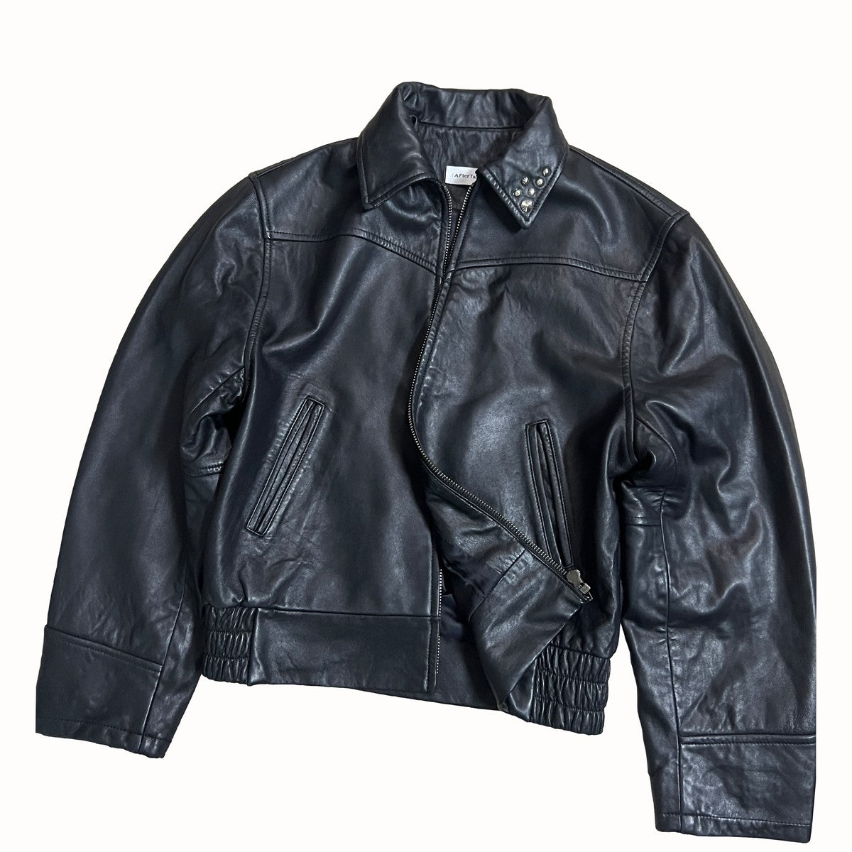 AFterTaste Studded Lambskin Leather Jacket in Black