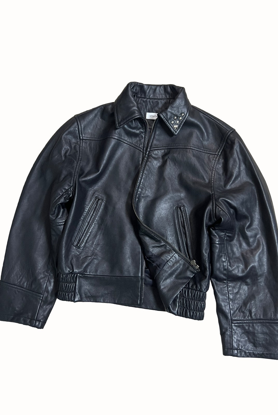 AFterTaste Studded Lambskin Leather Jacket in Black