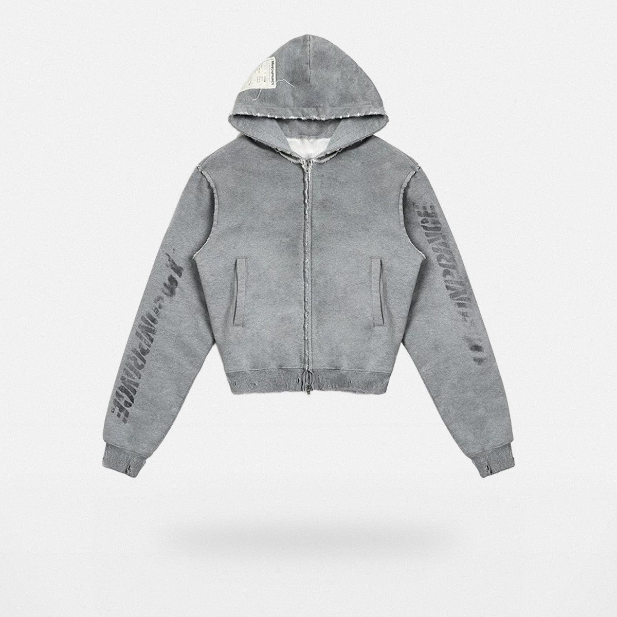 MASONPRINCE Heavyweight Graffiti Zip Hoodie in Gray