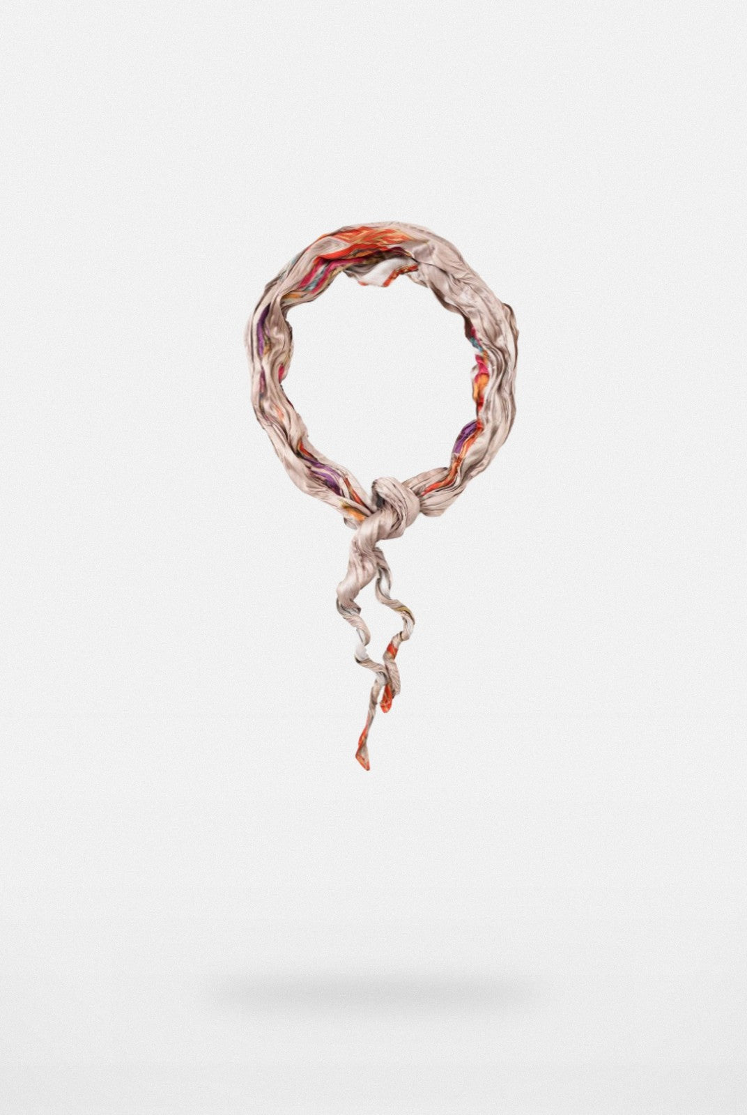 Retro 21 Irregular Pleated Vintage Print Scarf in Beige