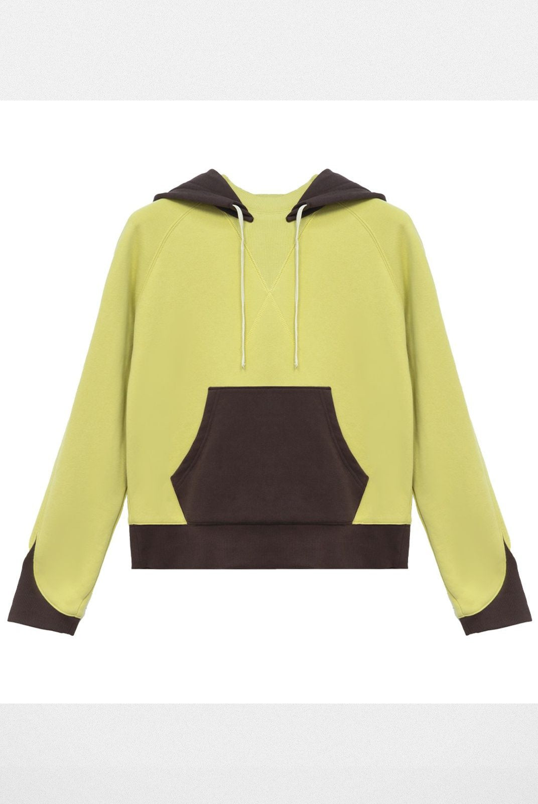 Simple Project Contrast Panel Hoodie in Brown