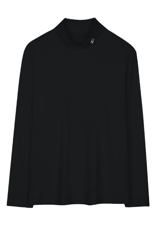 LOSTCTRL Embroidered Mock Neck Base Layer in Black