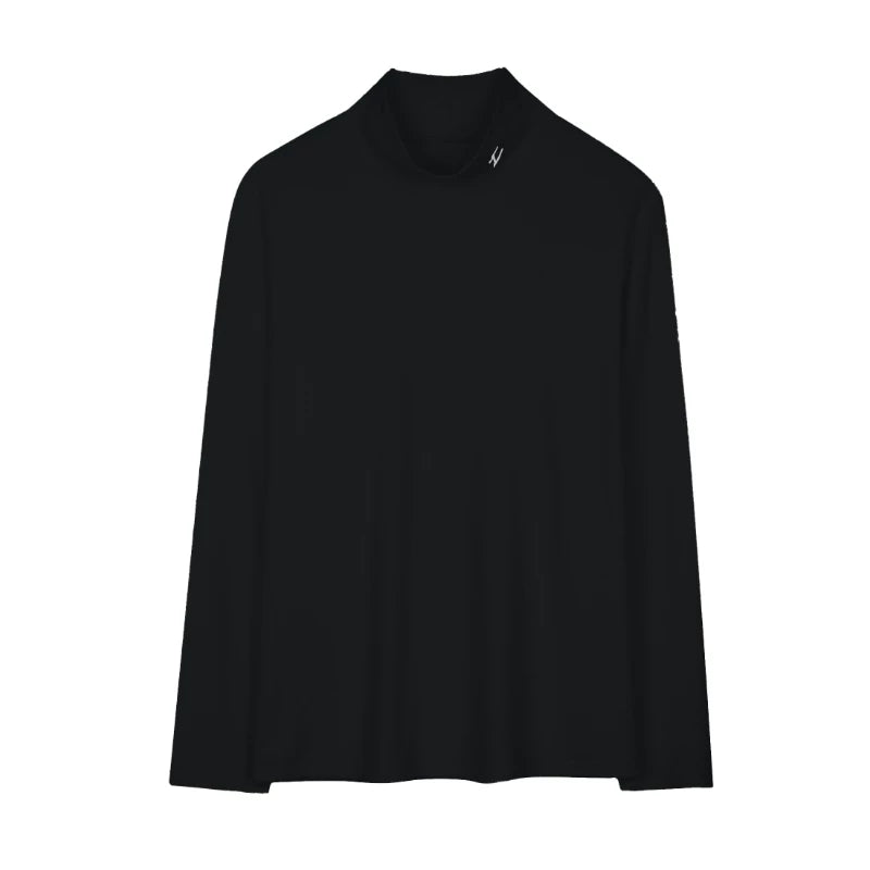LOSTCTRL Embroidered Mock Neck Base Layer in Black